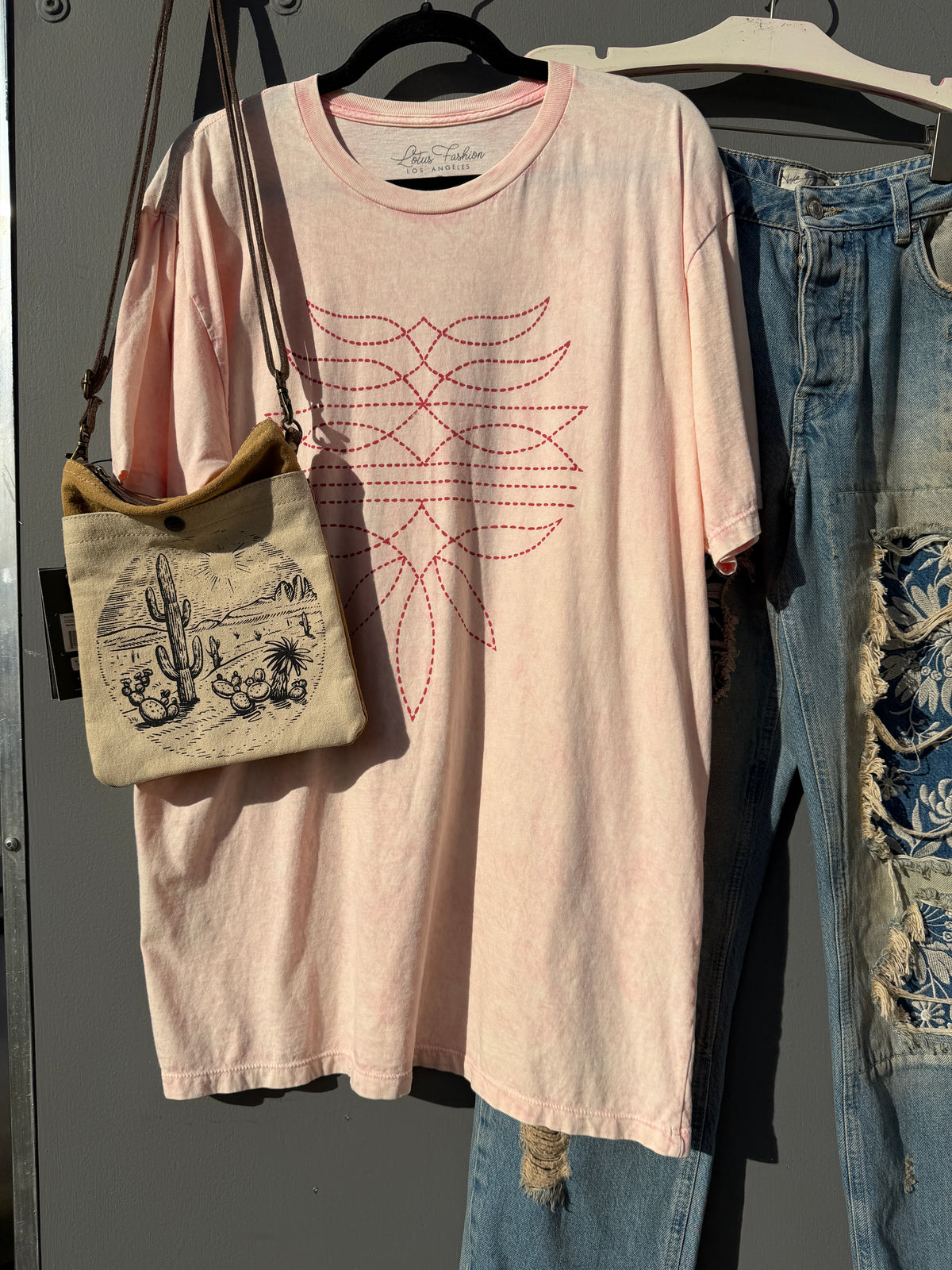 Boot Stitch Blush Western Tee