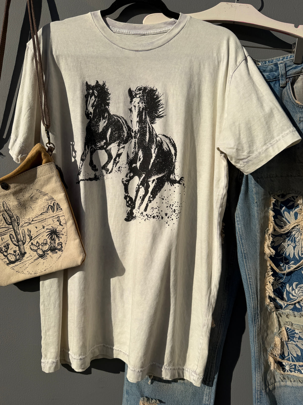 Running Horse Western Tee - White