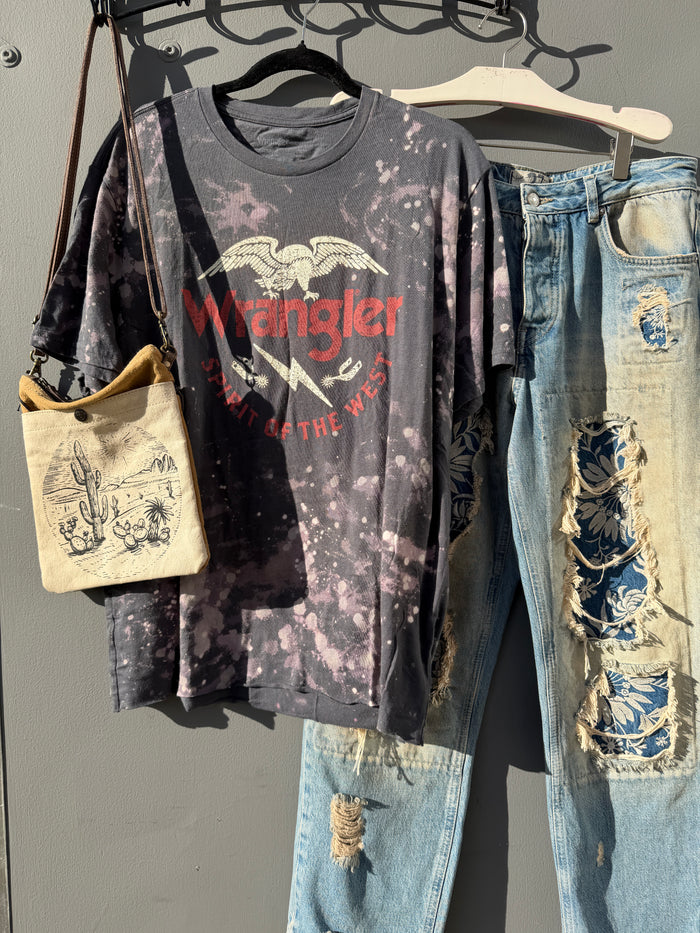 Wrangler Washed Gray Distressed Tee
