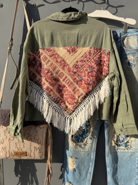 Macrame Studded Olive Jacket