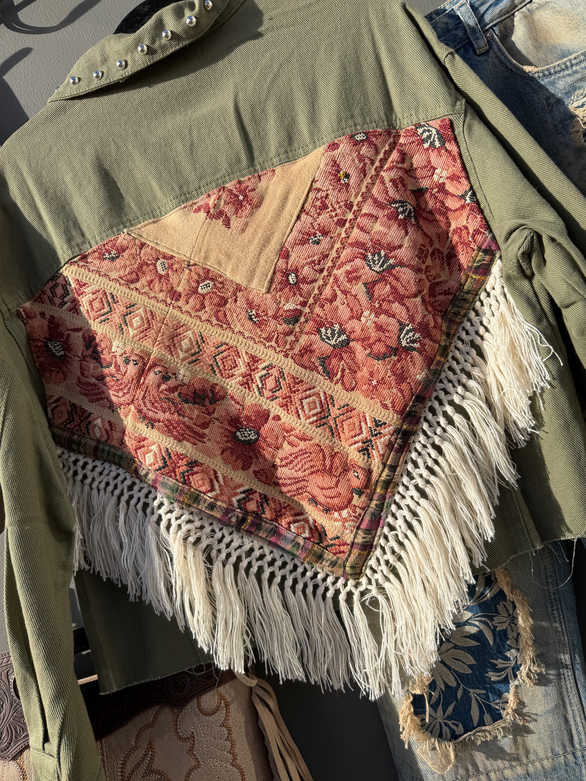 Macrame Studded Olive Jacket