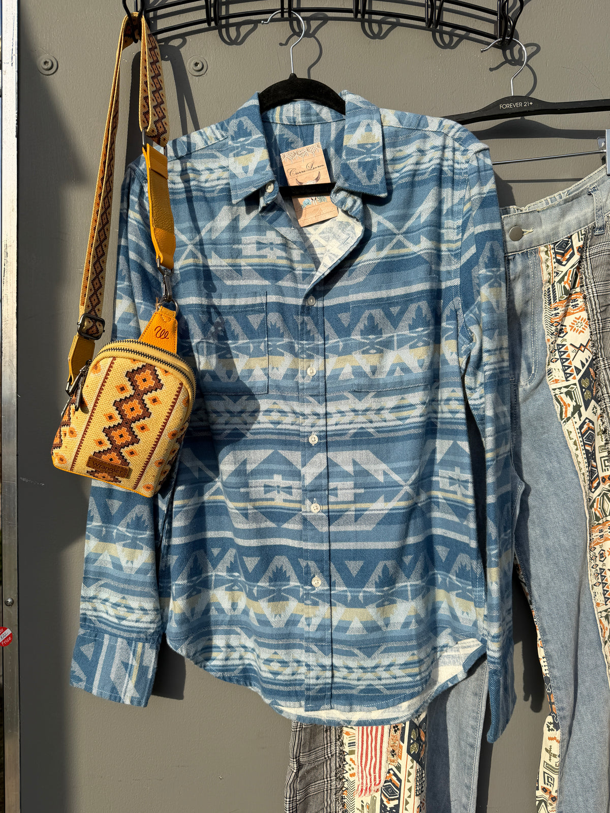 Country Music Inspired Retro Tape Aztec Flannel