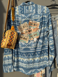 Country Music Inspired Retro Tape Aztec Flannel