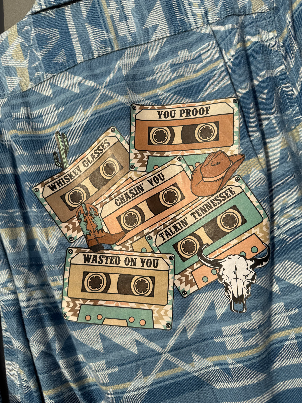Country Music Inspired Retro Tape Aztec Flannel