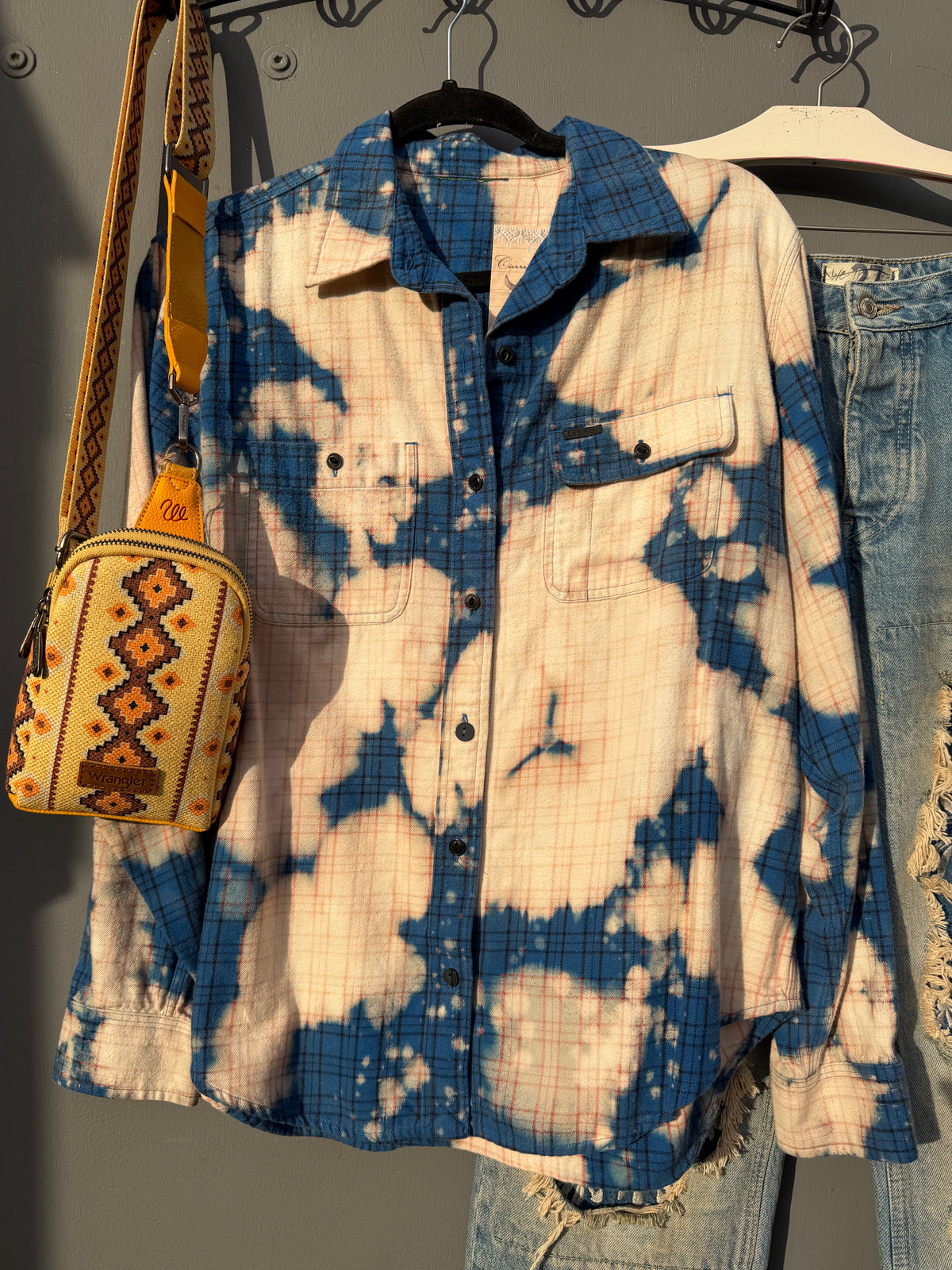 Find Someone Who Grows Flowers in the Darkest Parts of You Distressed Plaid Shirt