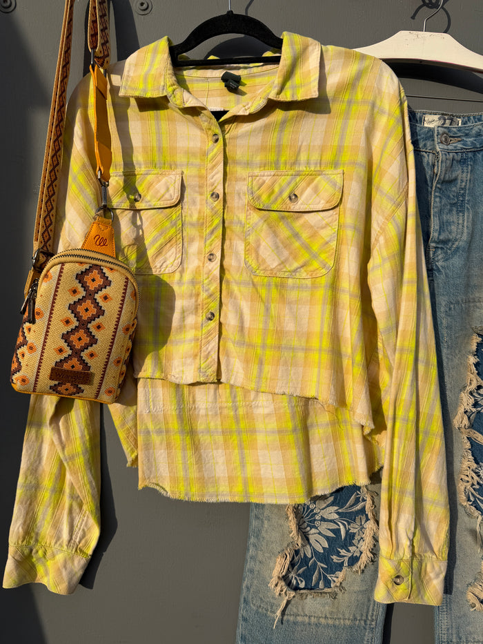 The Sun To Me Neon Plaid Shirt