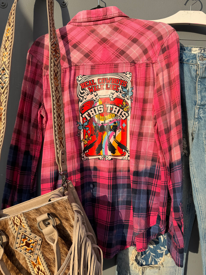 Real Cowboys Walk Like This Vibrant Flannel Shirt