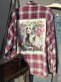 Gypsy Style Artisan Flannel Shirt - Burgundy