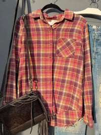 Gypsy Style Artisan Flannel Shirt - Plum