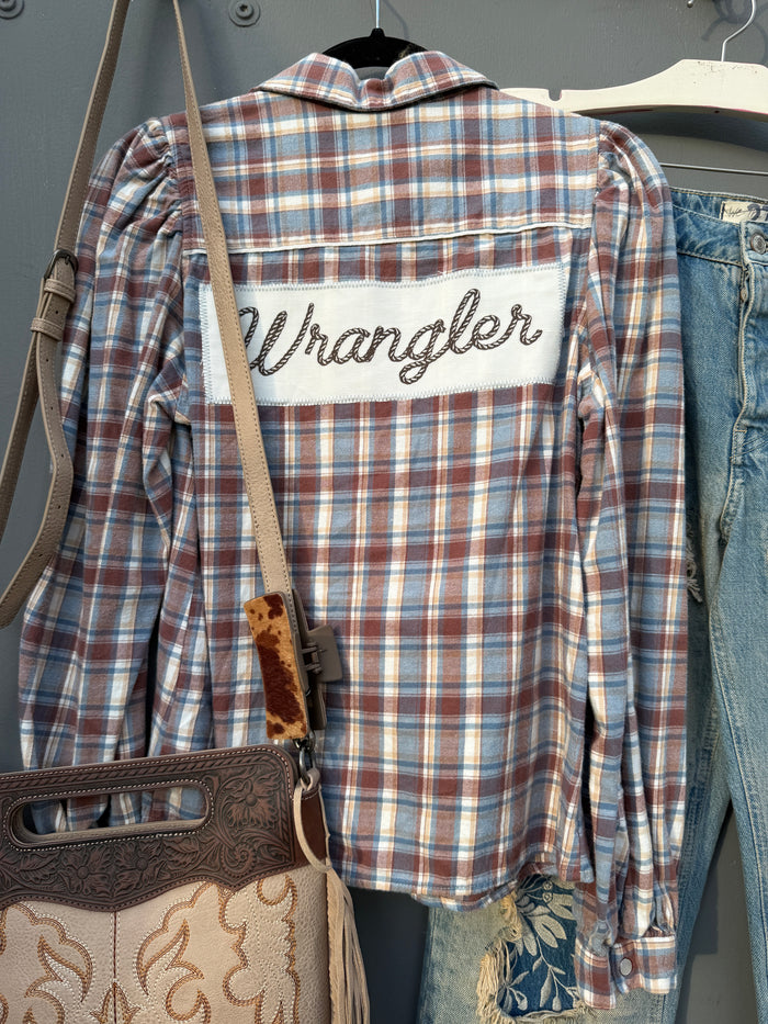 Wrangler Gathered Sleeve Preston Snap Western Flannel