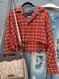 Wrangler Crop Rust Western Flannel