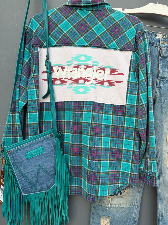 Wrangler Teal Navajo Western Flannel