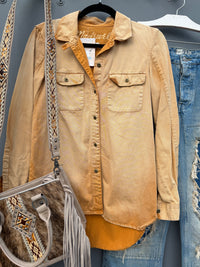 Wild Horses Mustard Distressed Button Up