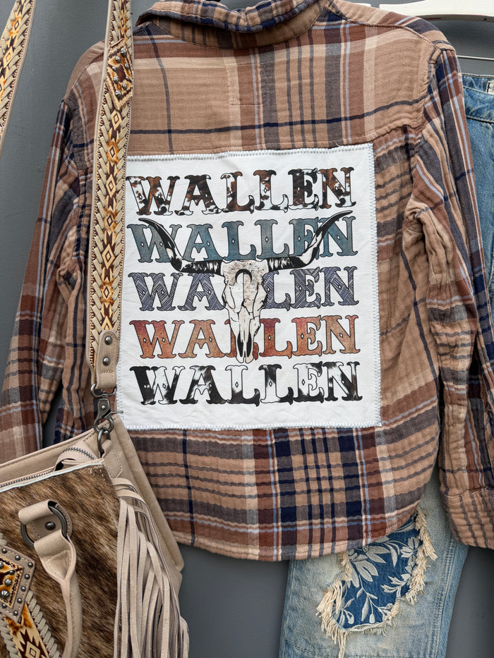 Country Concert Cow Skull Western Gauze Plaid