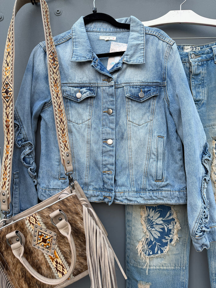 Stevie Artisan Ruffled Denim Jacket