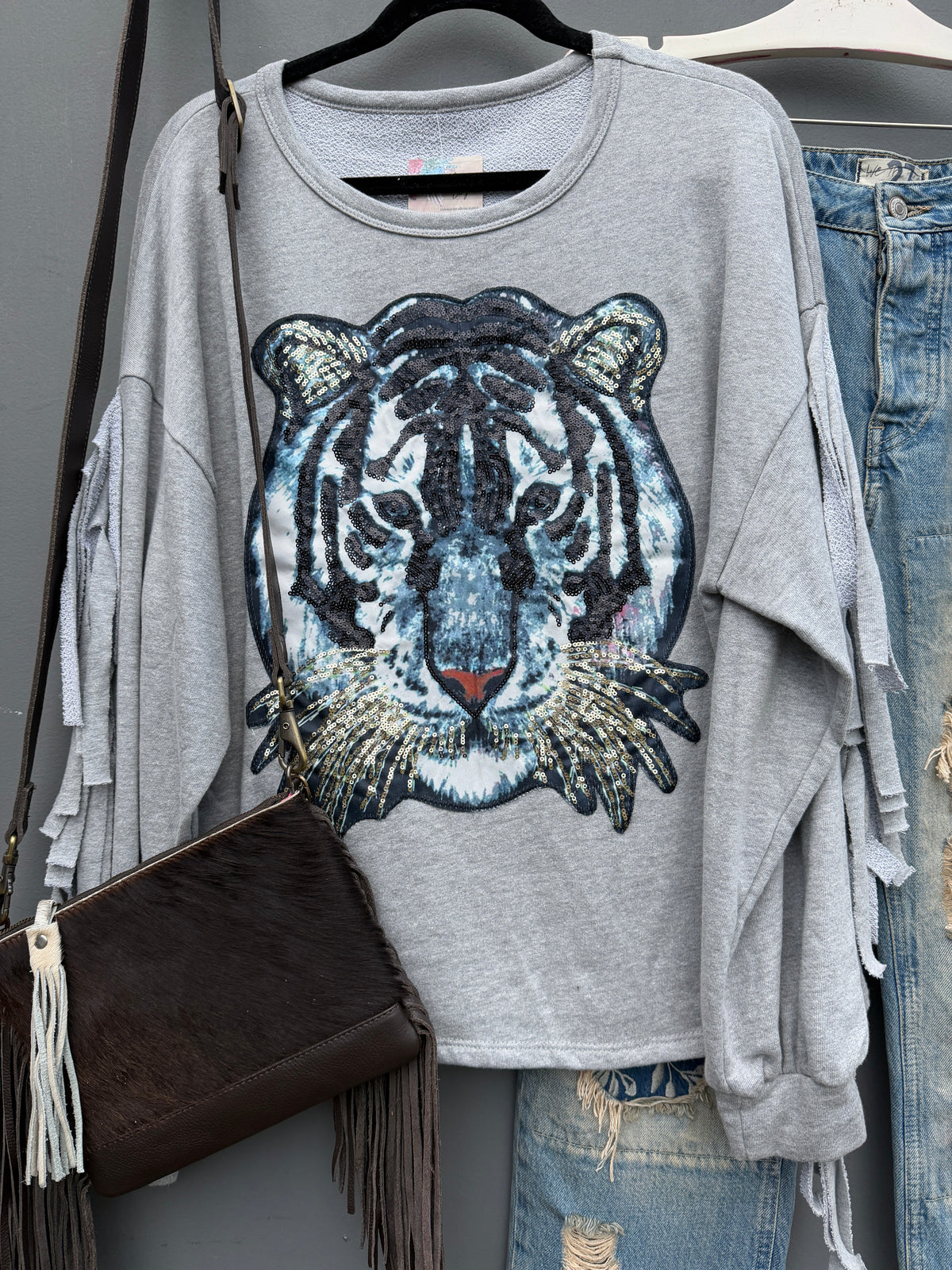 Navajo Fringed Tiger Sweatshirt