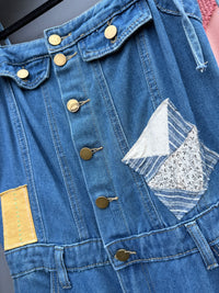 Bohemian Patchwork Denim Jumpsuit