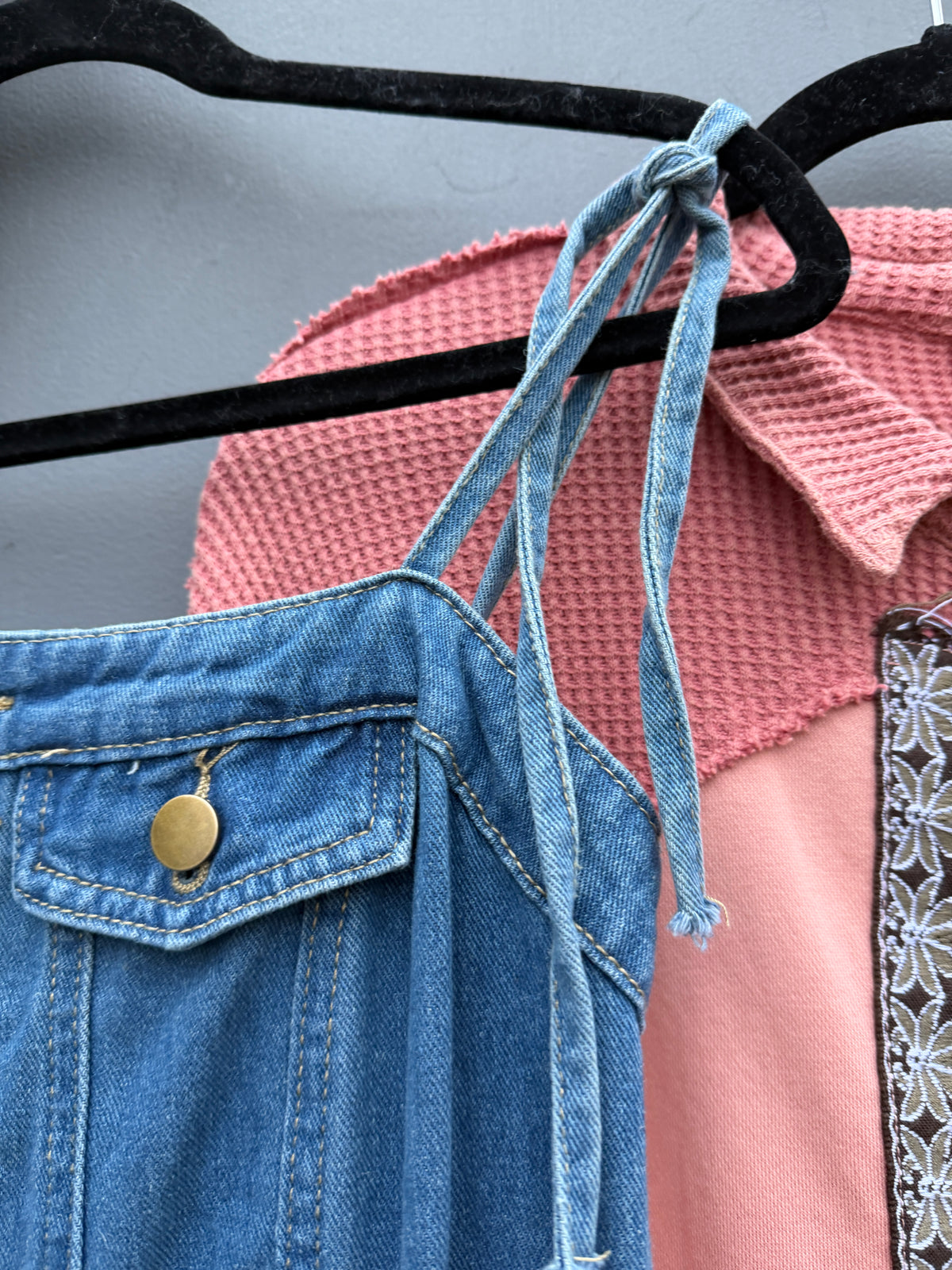 Bohemian Patchwork Denim Jumpsuit