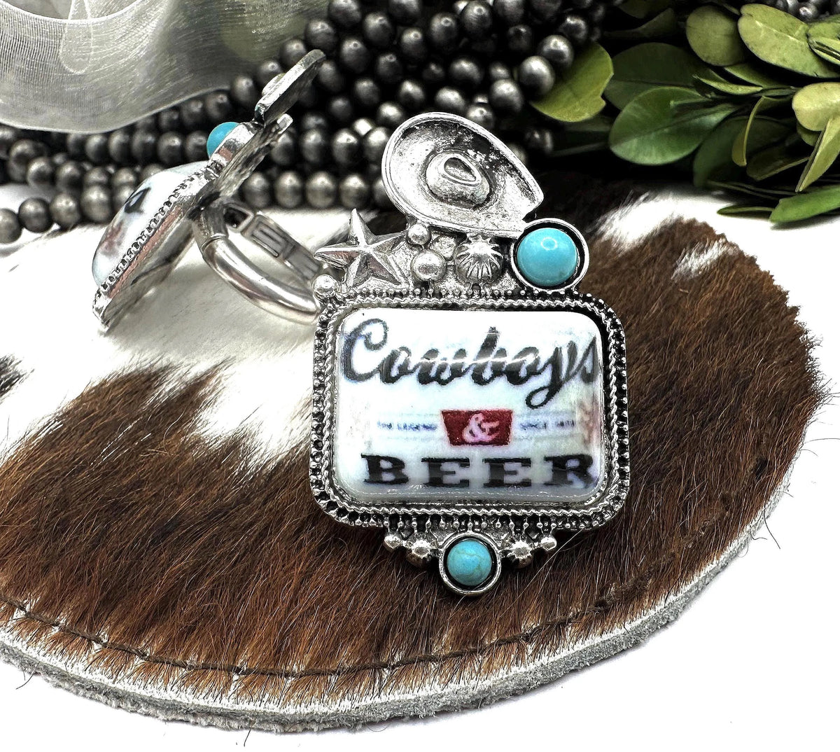 Cowboys + Beer Statement Ring