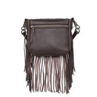 Montana West Genuine Leather Tooled Collection Fringe Crossbody -Teal Metallic
