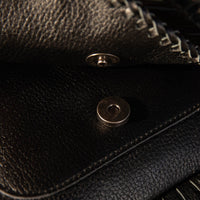 Montana West Genuine Leather Hair-On Cowhide Fringe Bohemian Crossbody - Black