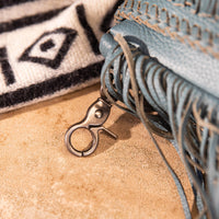 Montana West Genuine Leather Hair-On Cowhide Fringe Bohemian Crossbody - Jean Blue