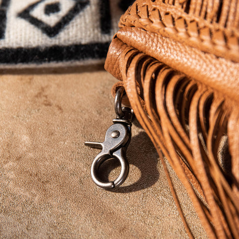 Montana West Genuine Leather Hair-On Cowhide Fringe Bohemian Crossbody - Camel