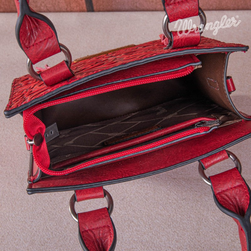 Wrangler Embossed Top Handle Crossbody Bag - Red