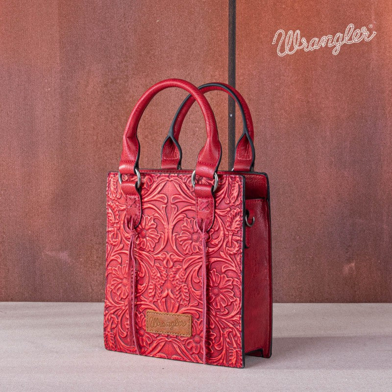 Wrangler Embossed Top Handle Crossbody Bag - Red
