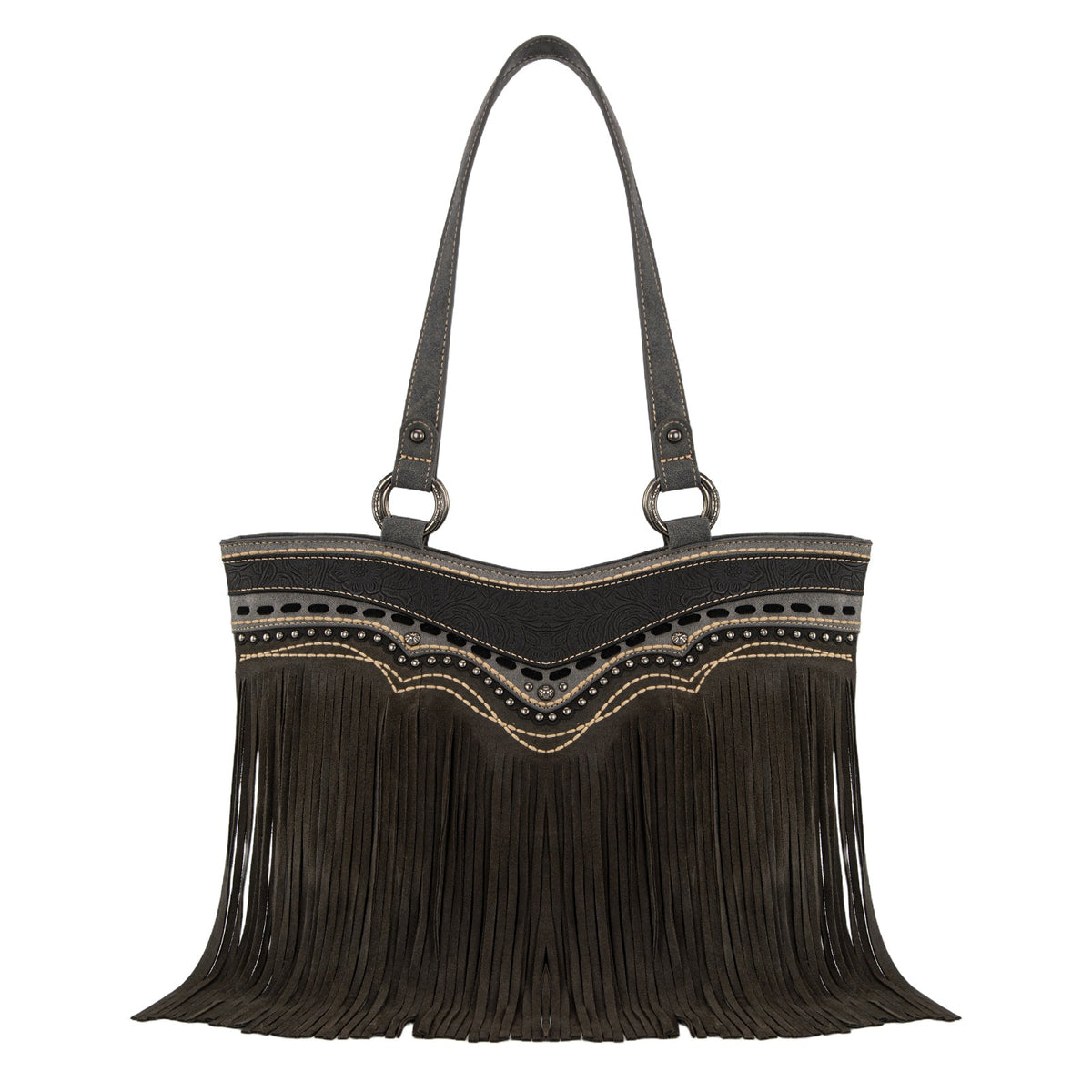 Montana West Fringe Collection Concealed Carry Tote - Gray