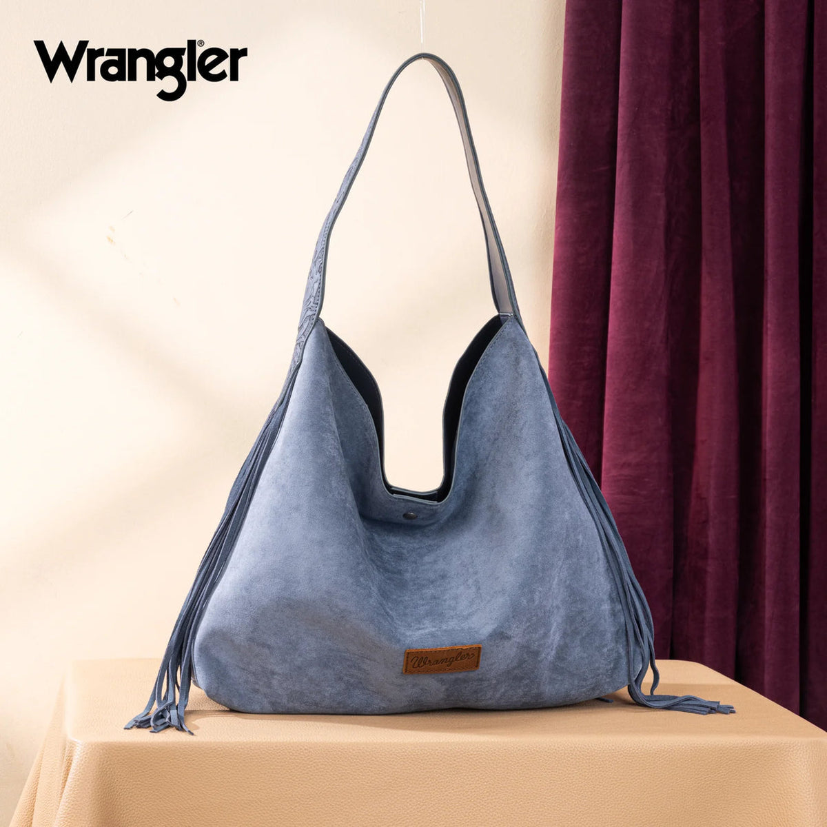Wrangler Fringe Rustler Tooled Hobo Bag