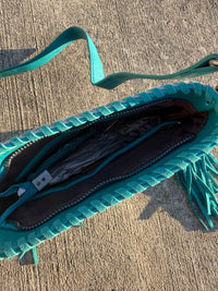 Trinity Ranch Hair-On Cowhide Fringe Concealed Carry Crossbody Bag - Teal