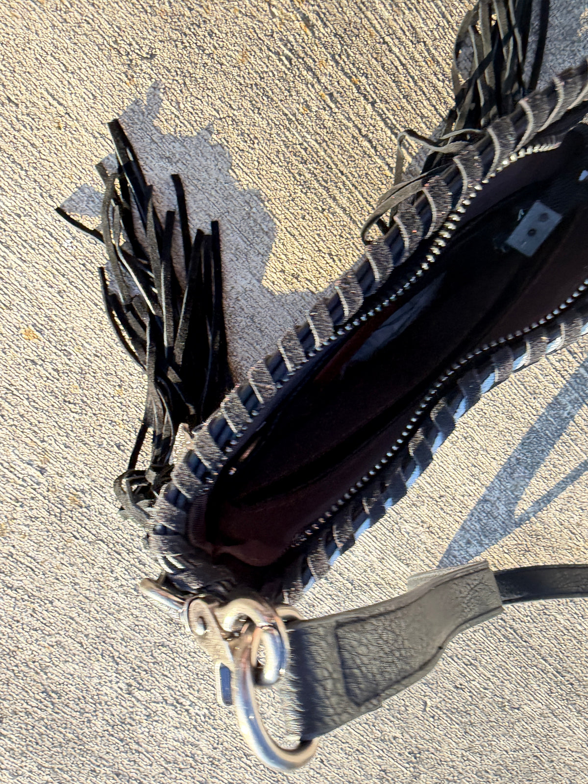 Trinity Ranch Hair-On Cowhide Fringe Concealed Carry Crossbody Bag - Black