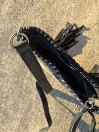 Trinity Ranch Hair-On Cowhide Fringe Concealed Carry Crossbody Bag - Black
