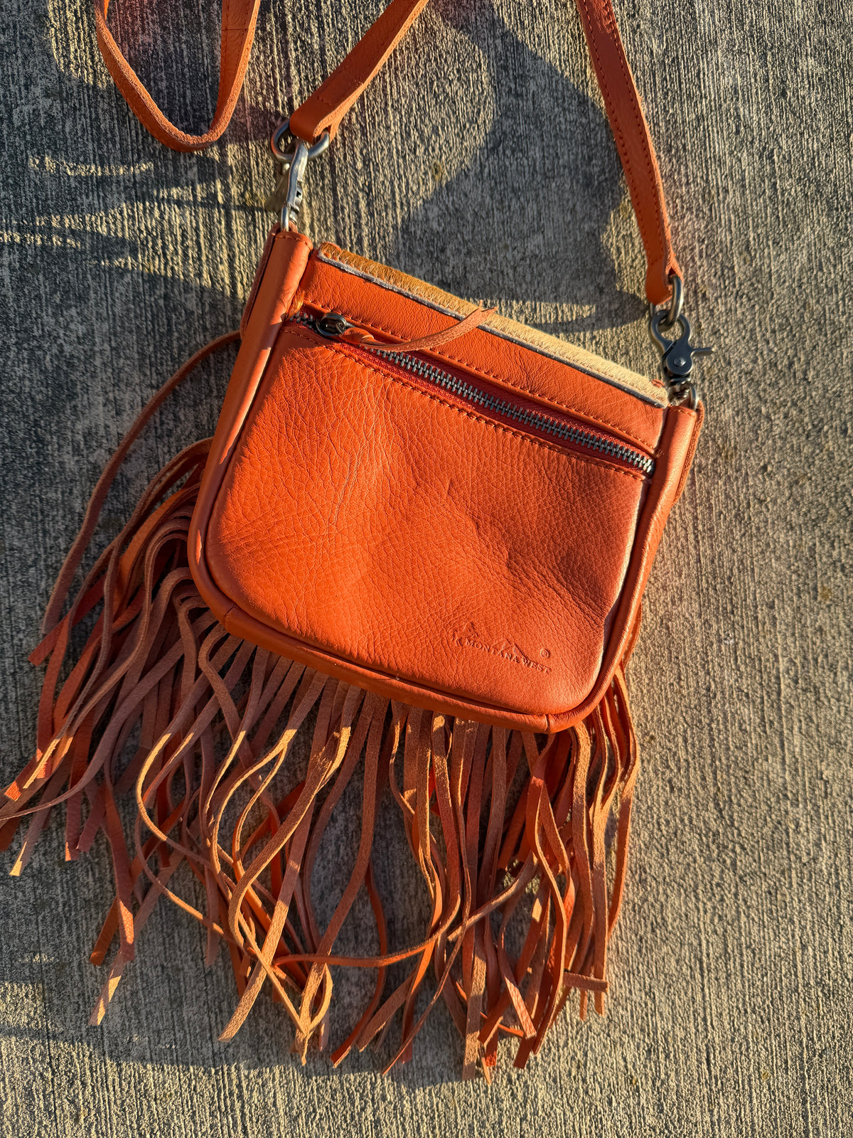 Montana West Genuine Leather Hair-On Collection Fringe Crossbody -Coffee-Orange