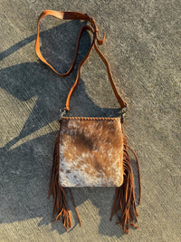 Trinity Ranch Hair-On Cowhide Fringe Concealed Carry Crossbody Bag - Light Brown