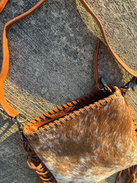 Trinity Ranch Hair-On Cowhide Fringe Concealed Carry Crossbody Bag - Light Brown