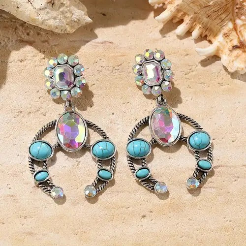 Western Turquoise Squash Blossom Dangle