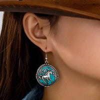 Western Turquoise Horse Earrings