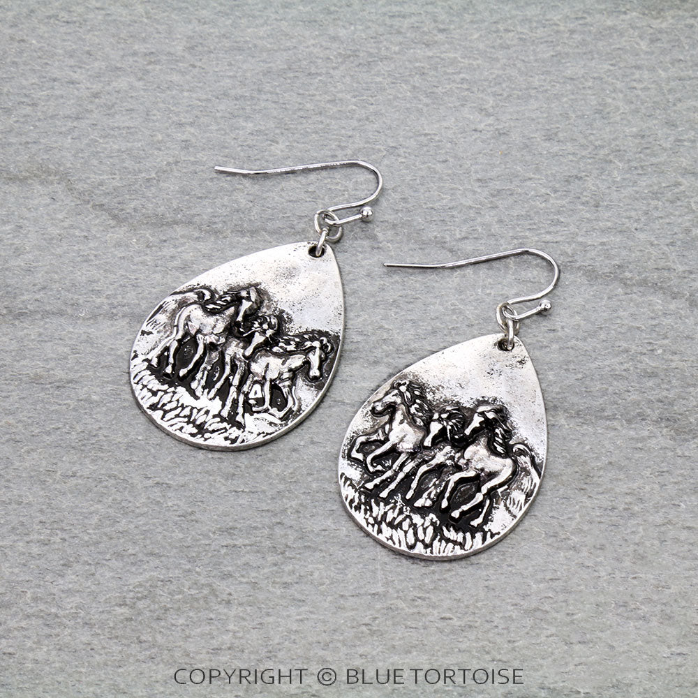 Western Running Horse Earrings