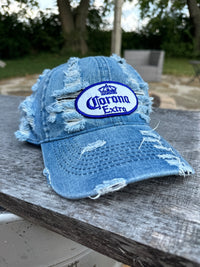 Corona Light Distressed Denim Baseball Cap