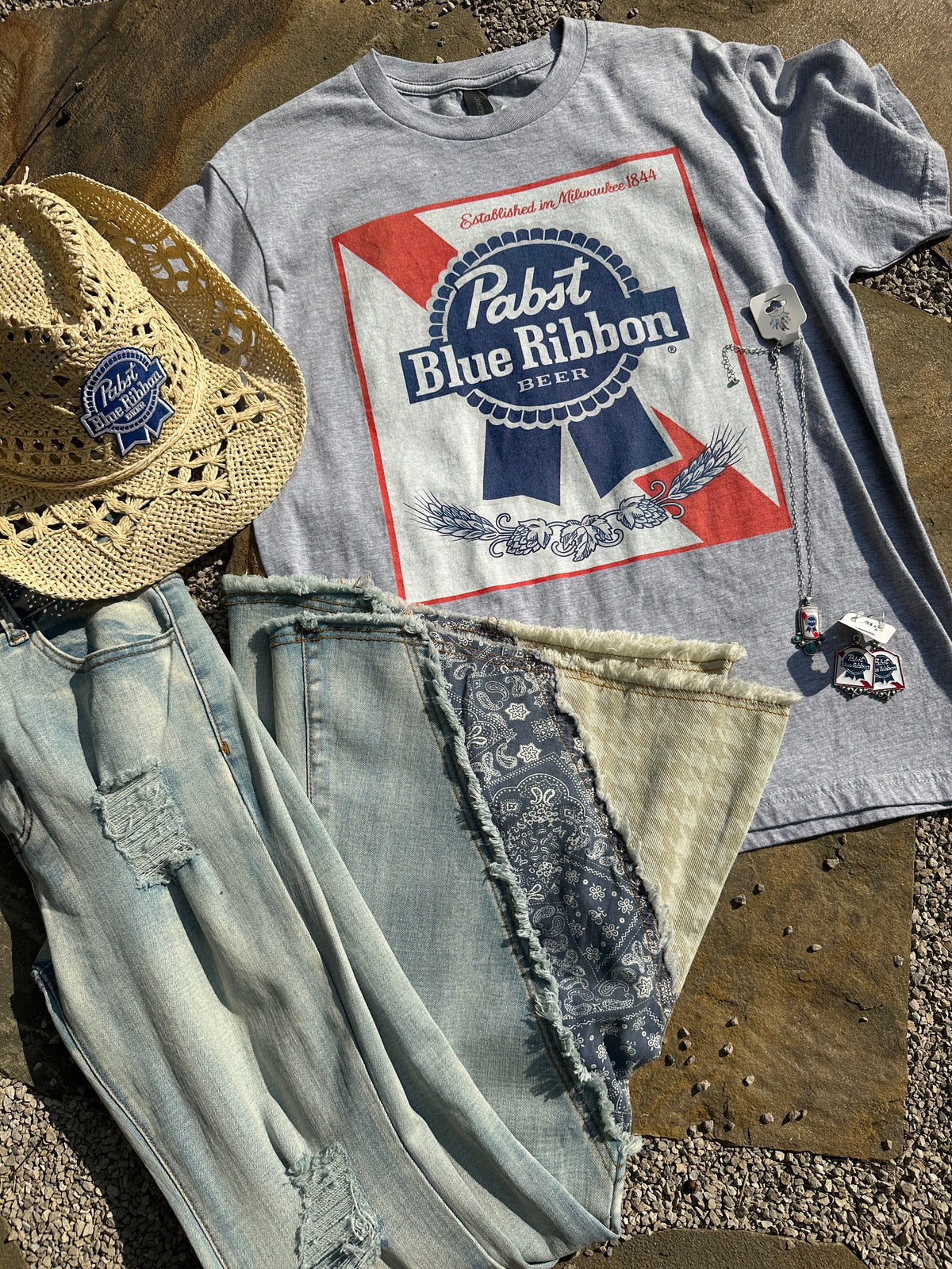 Pabst Blue Ribbon Tee - gray