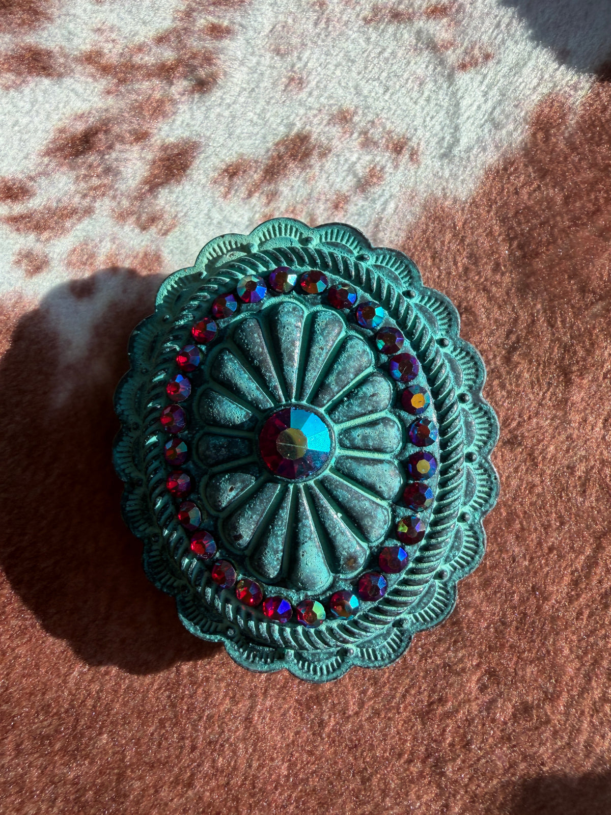 Turquoise Patina Concho Phone Grip