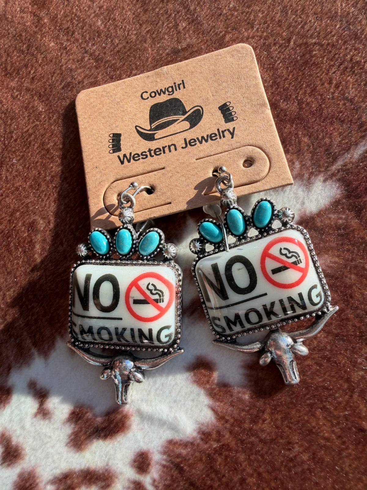 No Smoking Western Earrings