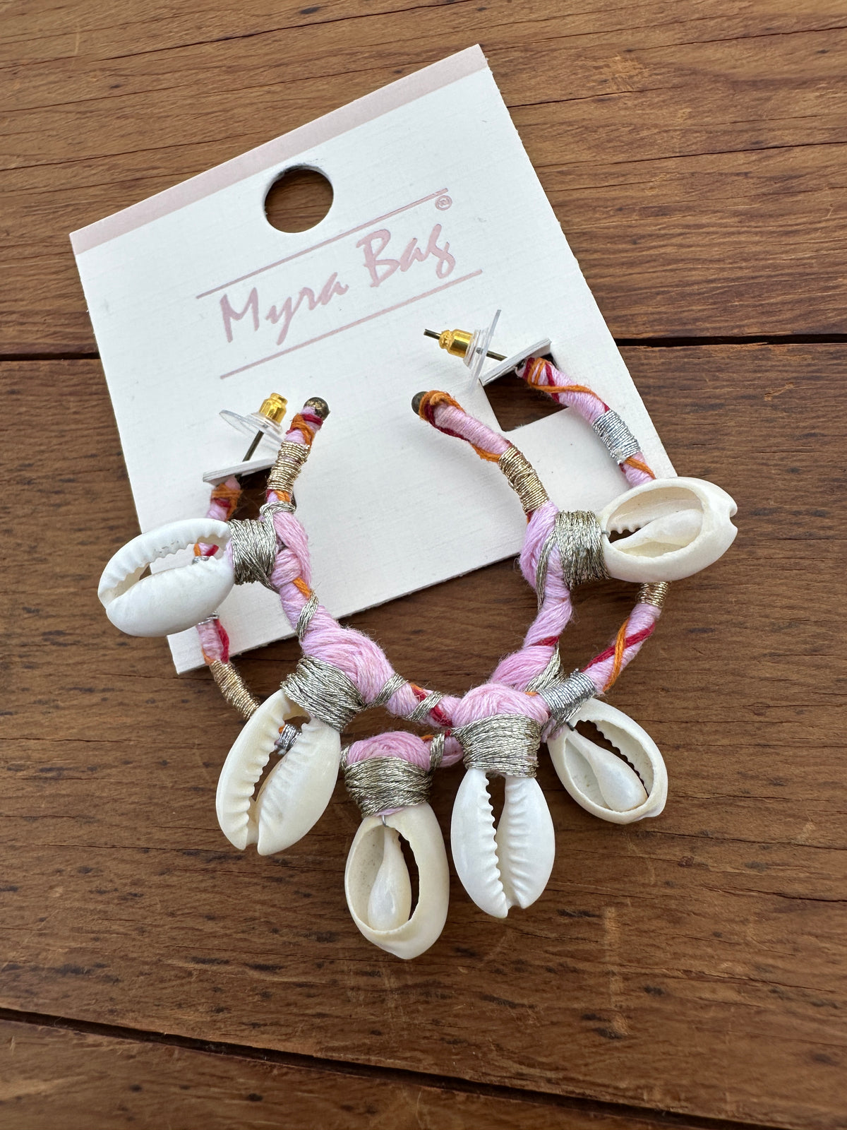 Myra Coastal Seabreeze Blush Seashell Hoop Earrings