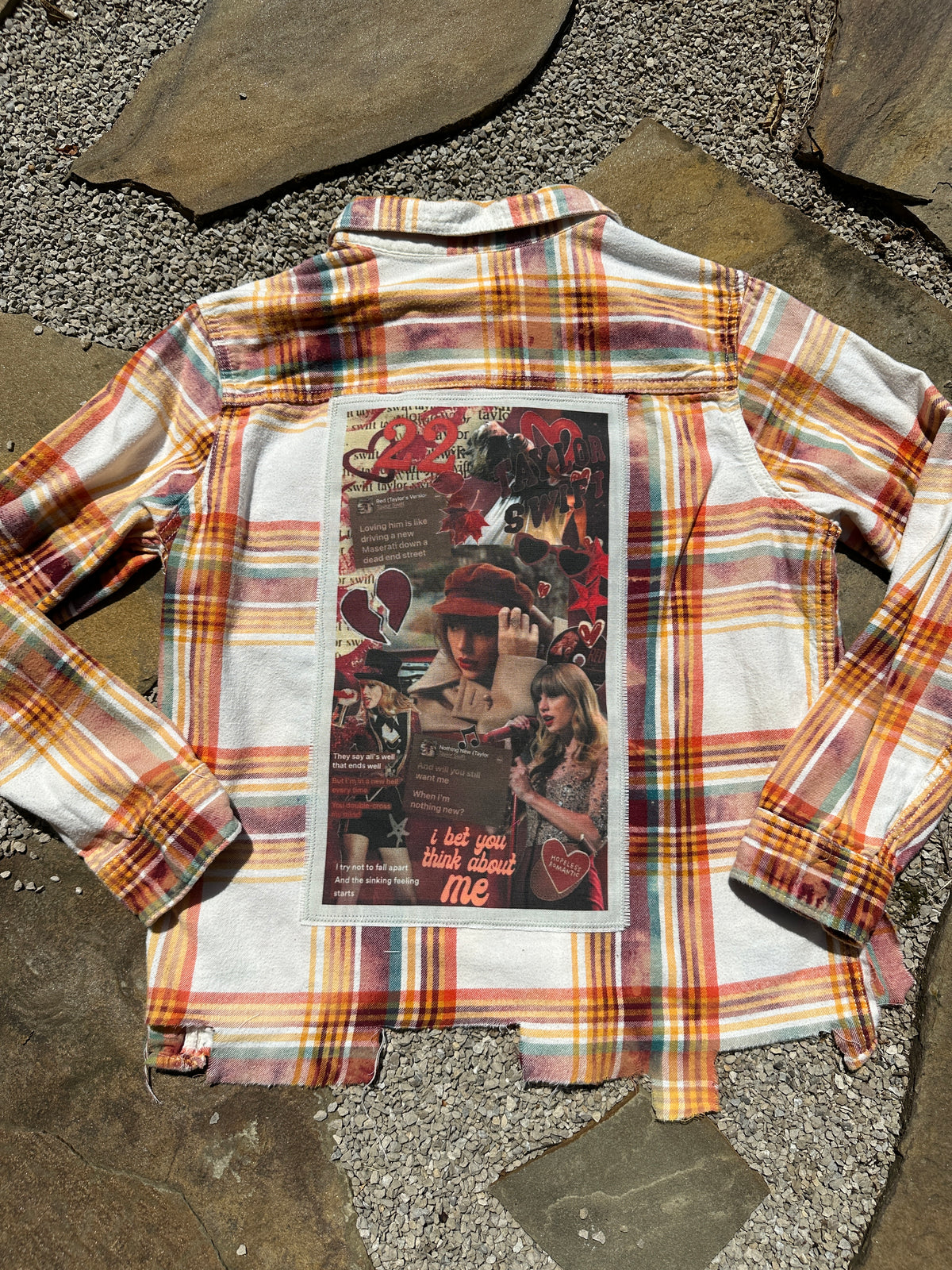 Red Distressed Flannel - tween 14/16