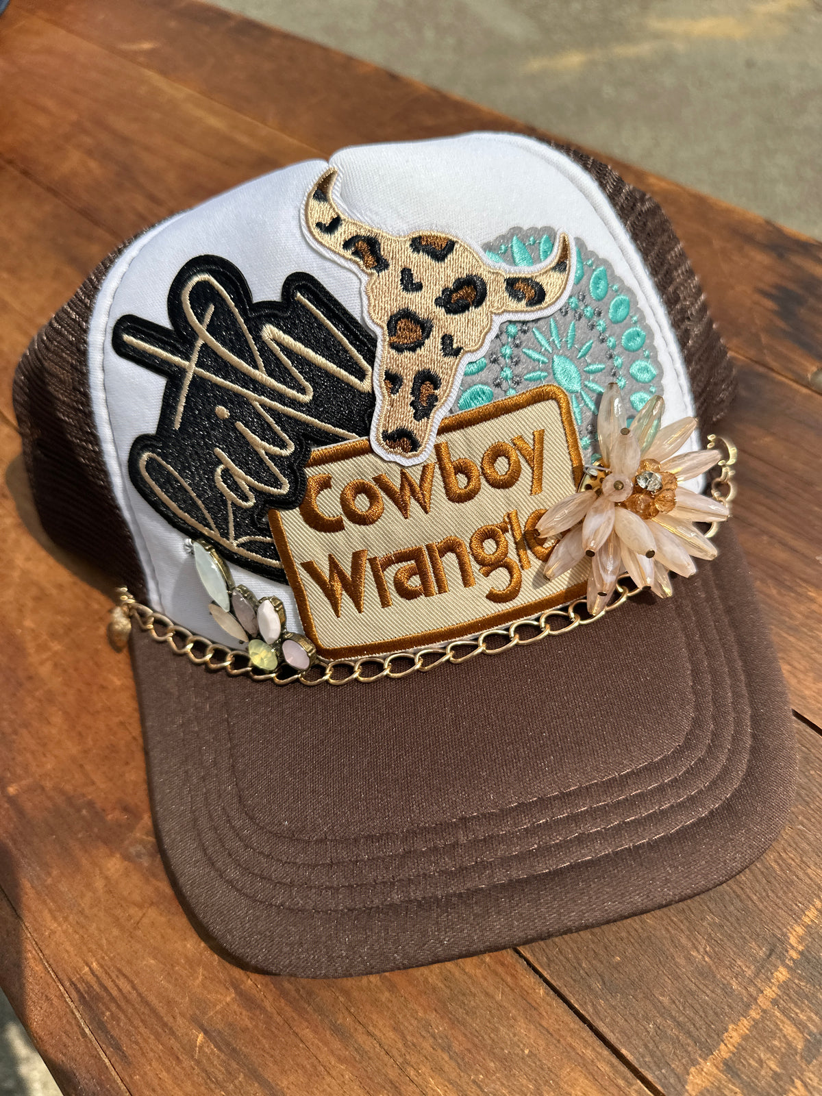 Cowboy Wrangler Embellished Trucker Hat