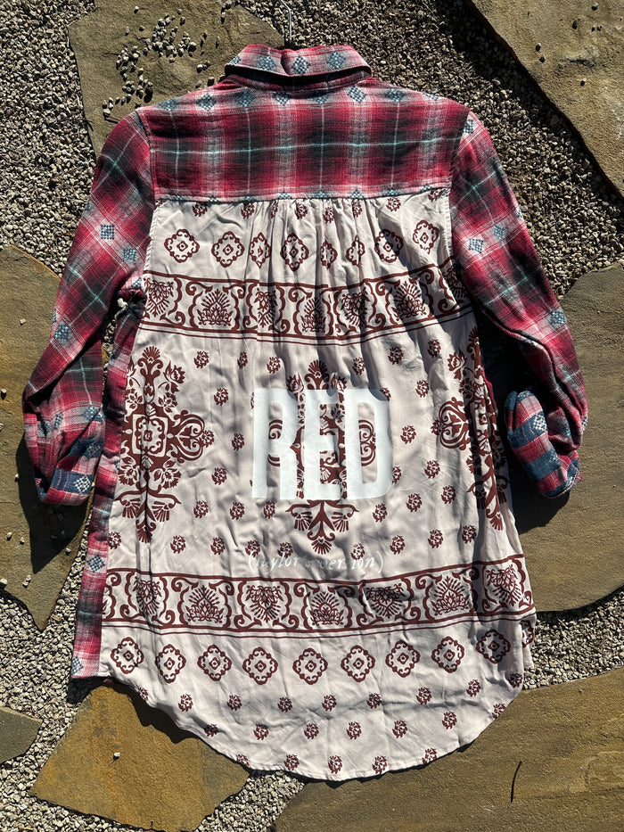 Red Print Mix Flannel - small