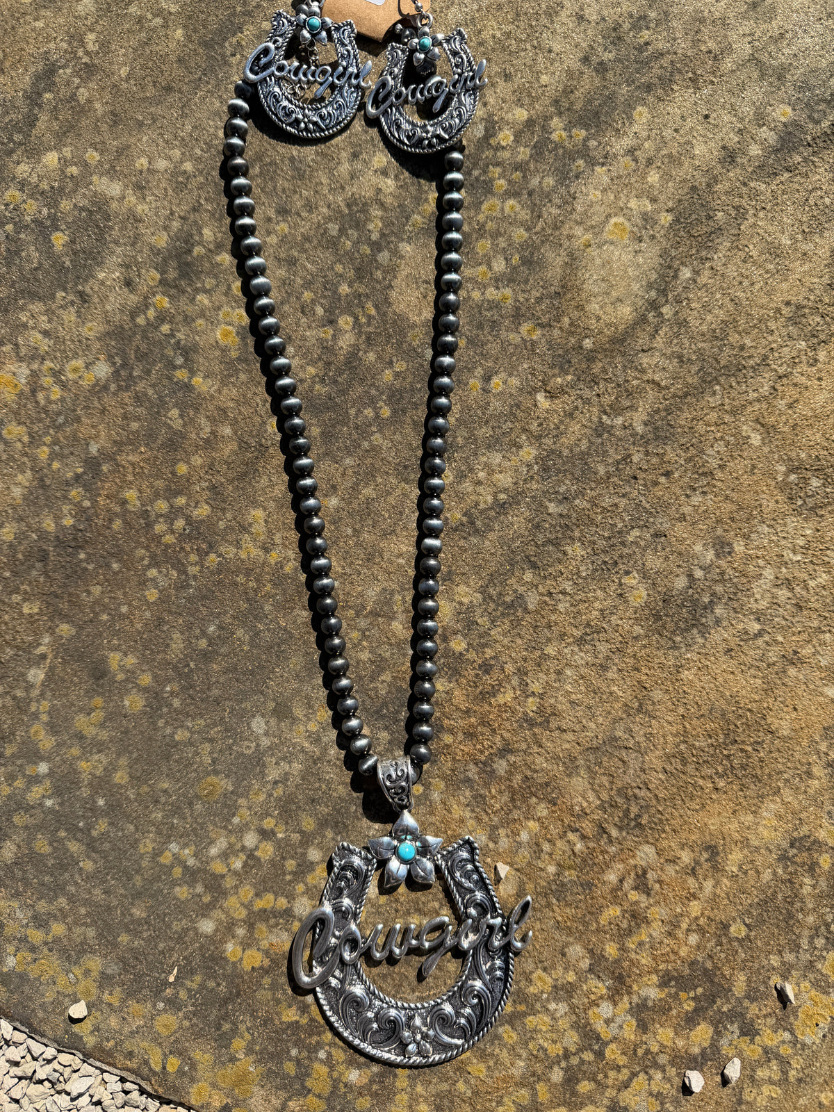 Western Cowgirl Navajo Beaded Necklace + Earring Set