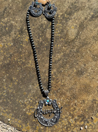 Western Cowgirl Navajo Beaded Necklace + Earring Set